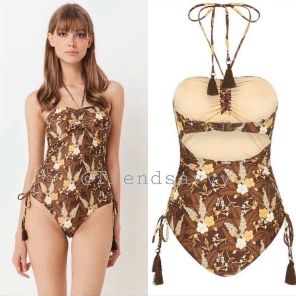 SPELL & THE GYPSY COLLECTIVE BIANCA CUTOUT RUCHED ONE PIECE SWIMSUIT XS NWT